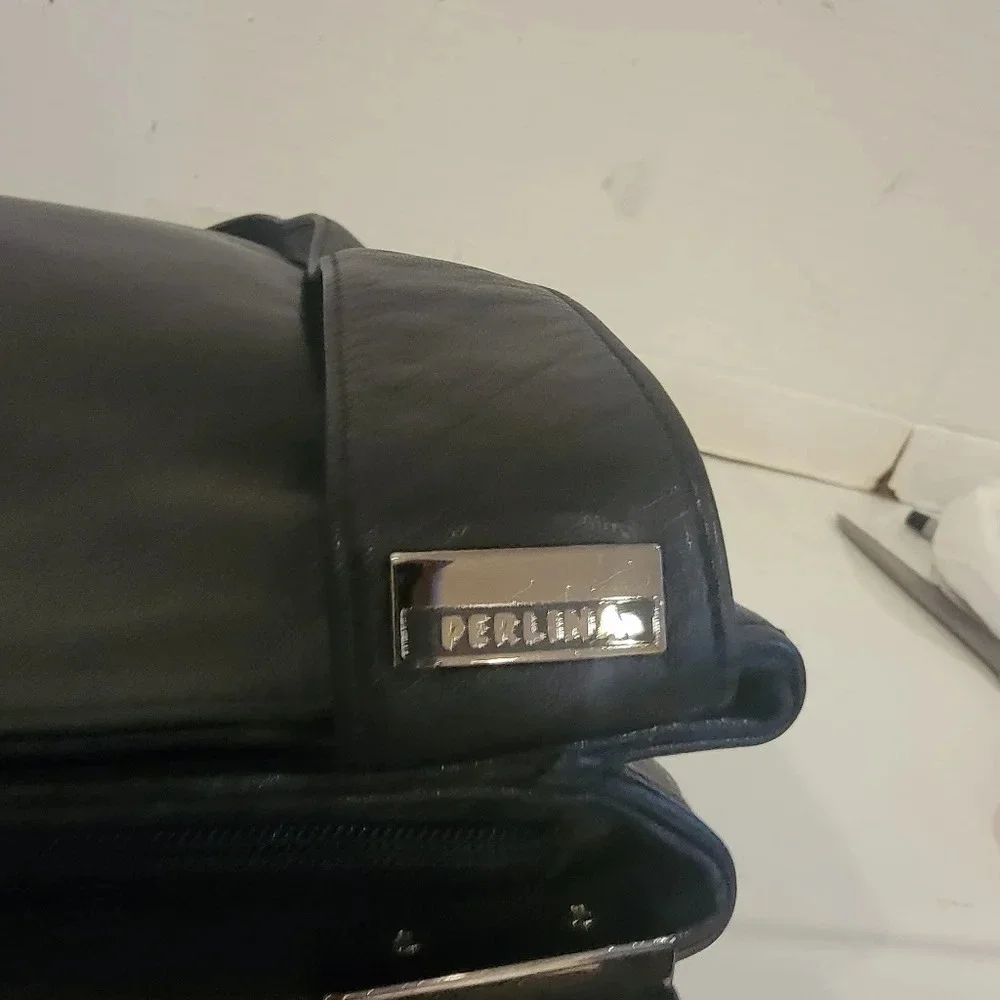 PERLINA BLACK LEATHER‎ SHOULDERBAG HANDBAG